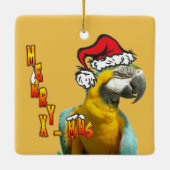 Grappig Pratende Papegaai Merry X-Mas Ornament (Achterkant)