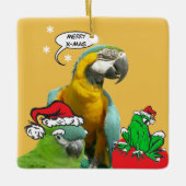 Grappig Pratende Papegaai Merry X-Mas Ornament (Voorkant)
