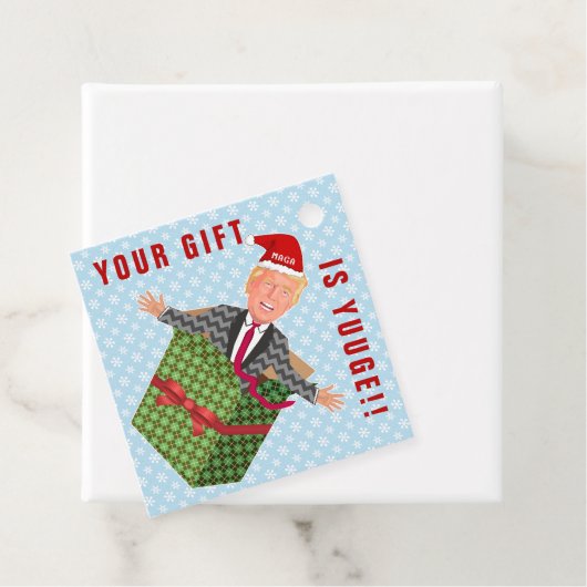 Grappig President Donald Trump Christmas Yuuge Gif Bedankjes Labels (In situ)
