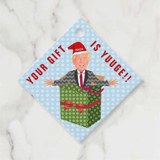 Grappig President Donald Trump Christmas Yuuge Gif Bedankjes Labels (Voorkant)