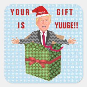 Grappig President Donald Trump Christmas Yuuge Gif Vierkante Sticker
