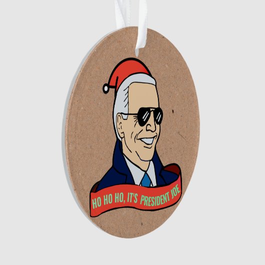 Grappig President Joe Biden in Zonnebril Kerst Ornament (voorkant)