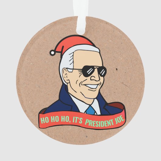 Grappig President Joe Biden in Zonnebril Kerst Ornament (achterkant)
