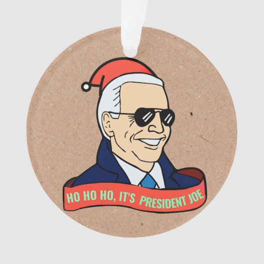 Grappig President Joe Biden in Zonnebril Kerst Ornament (voorkant)