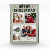 Grappig Prettig Kerst Groen 5 Foto Familie Kerstmi (Voorkant)