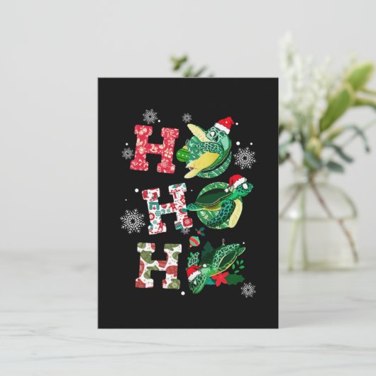 Grappig Prettig Kerstfeest HO HO HO Schildpad Kers Kaart (Staand voorkant)
