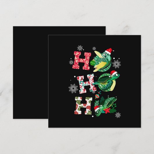 Grappig Prettig kerstfeest HO HO HO Schildpad Kers Kaart (Voorkant / Achterkant)