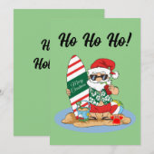 Grappig Prettig kerstfeest Kerstman op zomerse sur Feestdagenkaart (Voorkant / Achterkant)