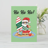 Grappig Prettig kerstfeest Kerstman op zomerse sur Feestdagenkaart (Staand voorkant)