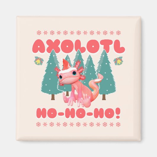 Grappig Prettig Kerstmis Axolotl Ho-Ho-Ho! Magneet (Voorkant)
