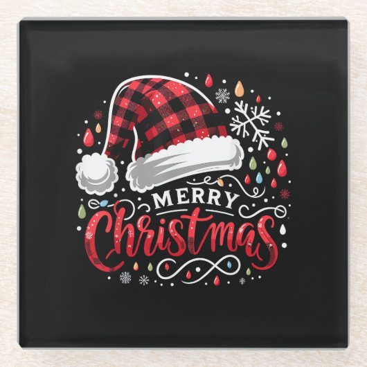 Grappig Prettig Kerstmis Glazen Onderzetter (Voorkant)