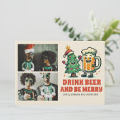 Grappig Prettig Kerstmis Groovy Foto Kerstmis Kaart (Staand voorkant)