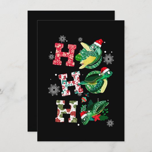 Grappig Prettig Kerstmis HO HO HO Schildpad Kerstm Kaart (Voorkant / Achterkant)
