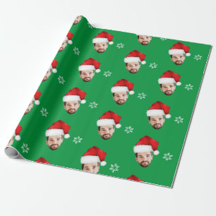 Grappig Prettig Kerstmis Op Maat Santa Gezicht Gro Cadeaupapier