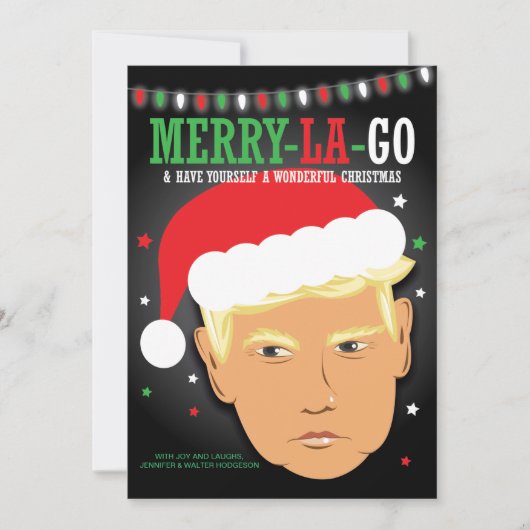 Grappig Prettig La Ga Trump Puns Kerstmis Feestdagenkaart (Voorkant)