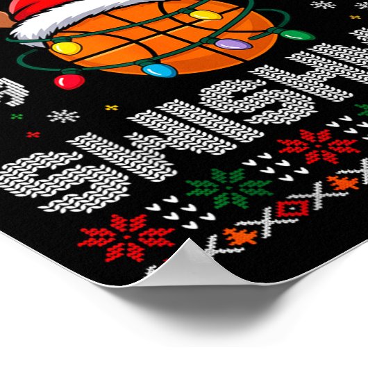Grappig Prettig Swishmas Basketbal Kerst Rendier Poster (Hoek)