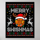 Grappig Prettig Swishmas Basketbal Kerst Rendier Poster (Voorkant)