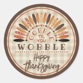 Grappig Prettig Thanksgiving Landelijk Geruit Ronde Sticker (Voorkant)