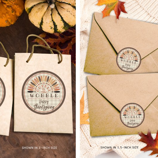 Grappig Prettig Thanksgiving Landelijk Geruit Ronde Sticker