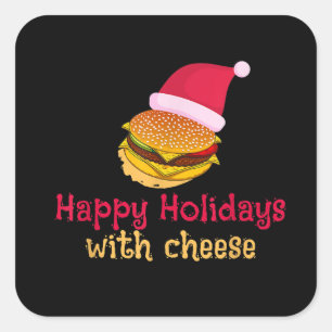 Grappig Prettige feestdagen met kaas, kerstkaas Vierkante Sticker
