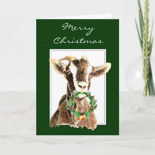 Grappig prettige kerst van Old Goat Animal, Humor Feestdagen Kaart (Voorkant)