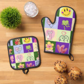 grappig product ovenwant & pannenlap set (Top down)