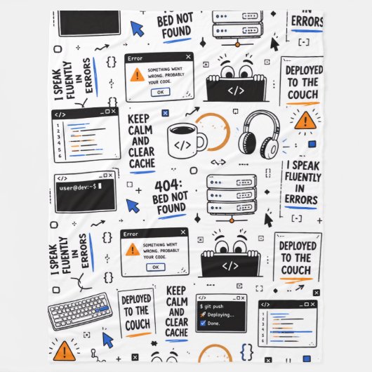 Grappig programmeur codeerfouten patroon  fleece deken (Voorkant)
