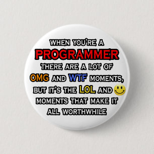Grappig programmeur... OMG WTF LOL Ronde Button 5,7 Cm