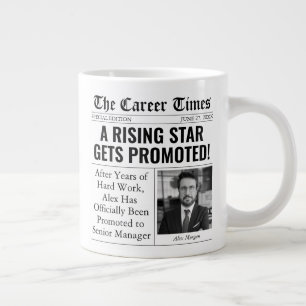 Grappig promotiegeschenk met aangepaste krantenkop grote koffiekop