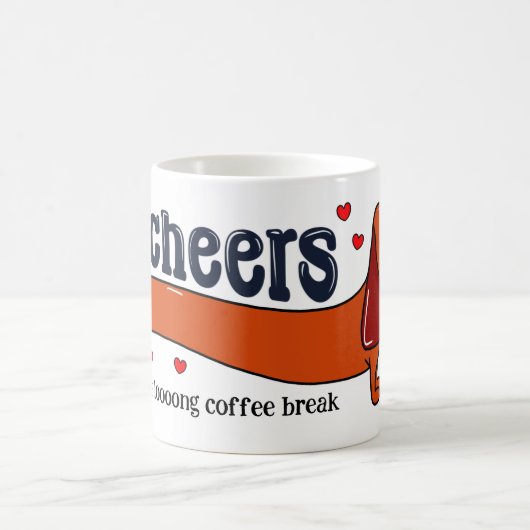 Grappig Proost op een Long Coffee Break Hond Koffiemok (Center)