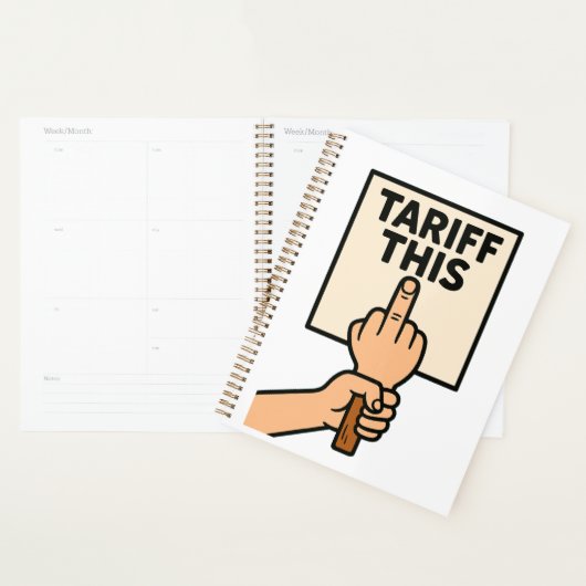 Grappig protest teken tarief deze middelvinger planner (Display)