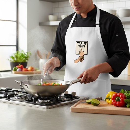 Grappig protest teken tarief deze middelvinger standaard schort