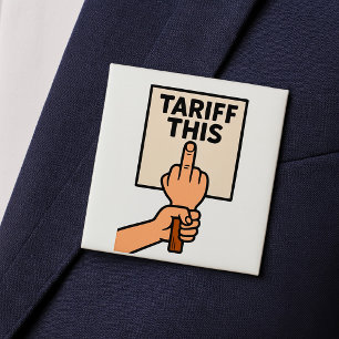 Grappig protest teken tarief deze middelvinger vierkante button 5,1 cm