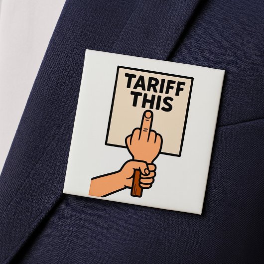 Grappig protest teken tarief deze middelvinger vierkante button 5,1 cm