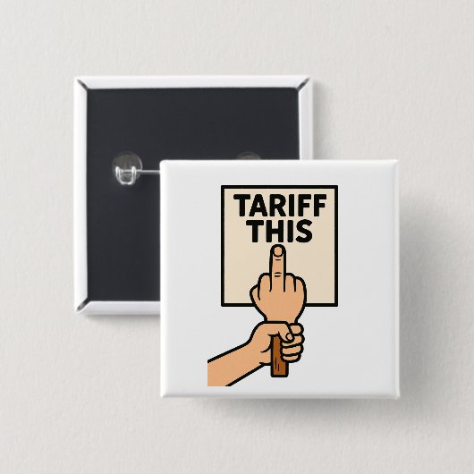 Grappig protest teken tarief deze middelvinger vierkante button 5,1 cm (Voorkant /achterkant)