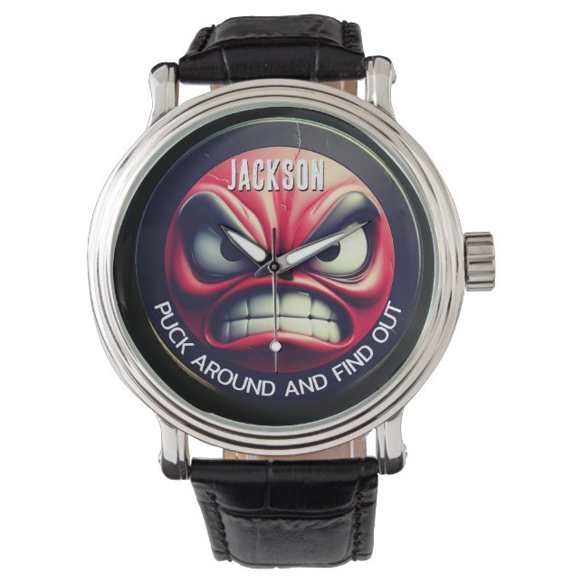 Grappig Puck Around en Ontdek Angry Puck Horloge (Voorkant)