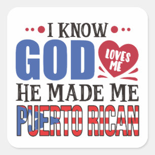 Grappig Puerto Rico Heritage Quote Vierkante Sticker