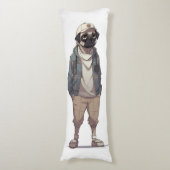 Grappig Pug Anime Lichaamskussen (Voorkant Verticaal)