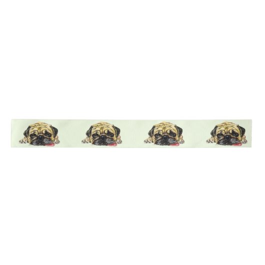 Grappig Pug Dog Ribbon Satijnen Lint (Voorkant)