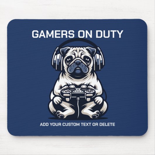 Grappig Pug en Gaming Dierenvriend cadeau Muismat (Voorkant)