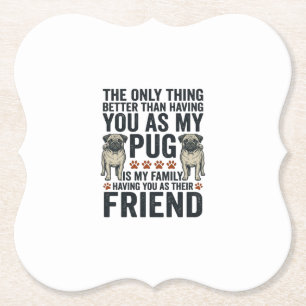 Grappig Pug Familie Vriend Vintage Gravure Shirt D Kartonnen Onderzetters