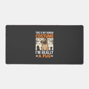 Grappig Pug Halloween Menselijk Kostuum Ontwerp Bureaumat