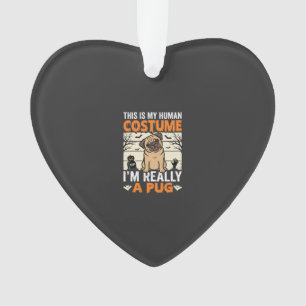 Grappig Pug Halloween Menselijk Kostuumontwerp Ornament
