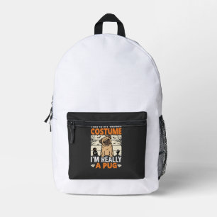 Grappig Pug Halloween Mensen Kostuum Ontwerp Bedrukte Rugzak