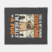 Grappig Pug Halloween Mensen Kostuum Ontwerp Fleece Deken (Voorkant (Horizontaal))