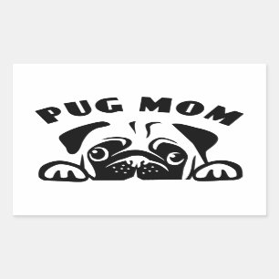 Grappig Pug Mam Schattige Puppy Dog Cartoon Puppie Rechthoekige Sticker