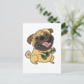 Grappig Pug Spelen Ukulele Cartoon Briefkaart (Staand voorkant)