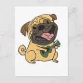 Grappig Pug Spelen Ukulele Cartoon Briefkaart (Voorkant)