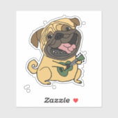 Grappig Pug Spelen Ukulele Cartoon Sticker (Vel)