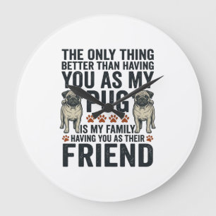 Grappig Pugs Familie Vriend Vintage Gravure Shirt  Grote Klok